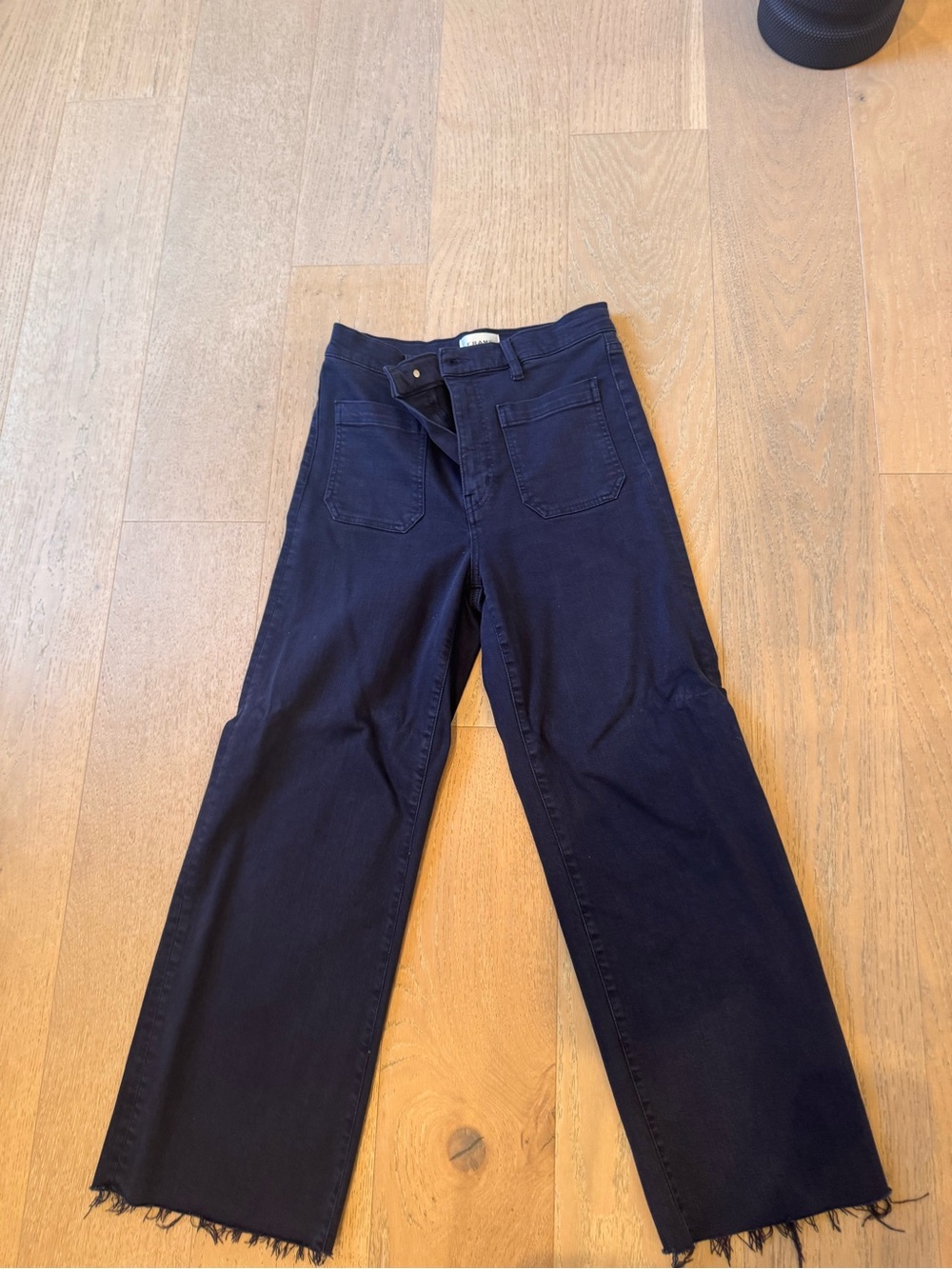 Frame Denim Indigo High-Rise Wide Leg Jeans